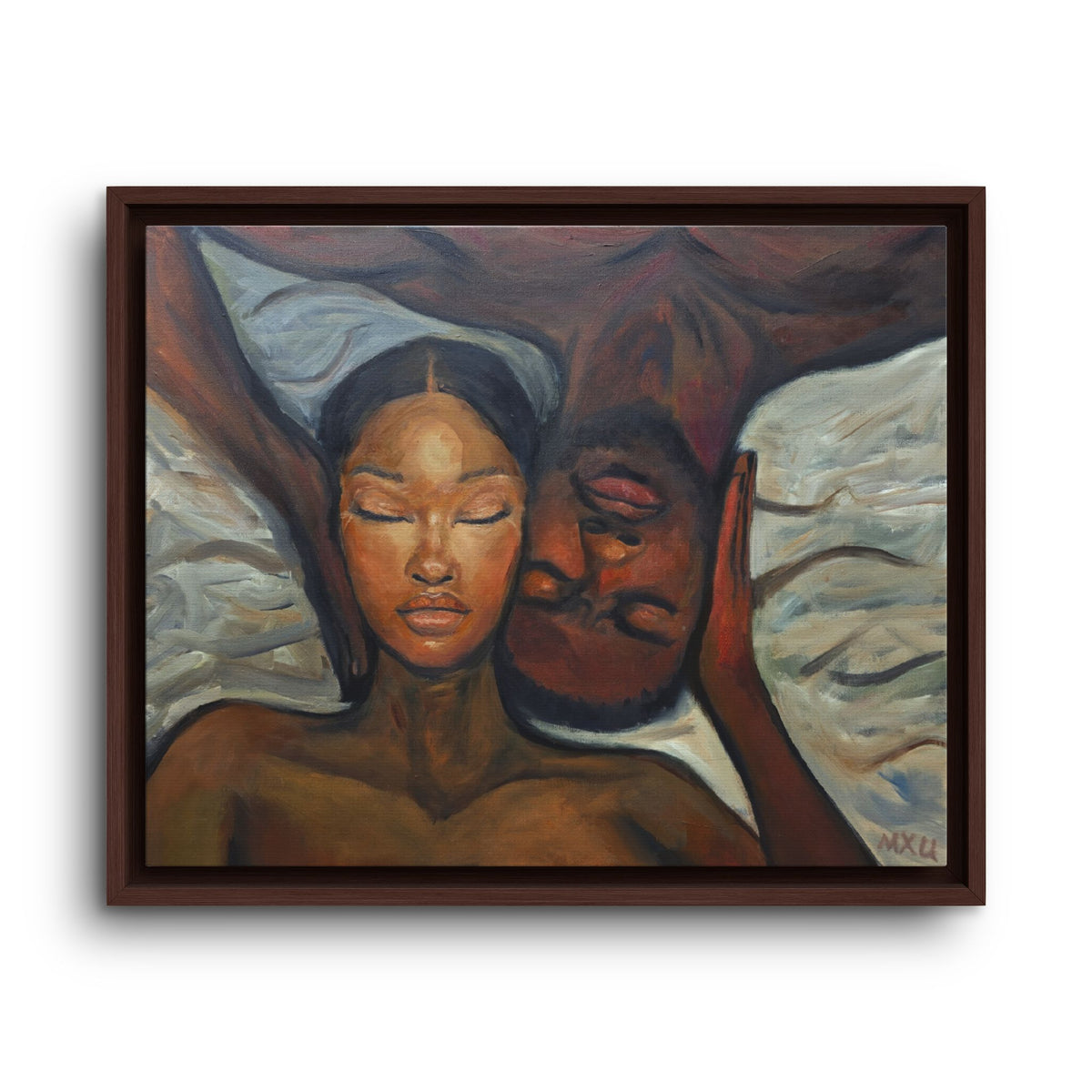 Framed Canvas Wall Art – Intimate Couple Portrait