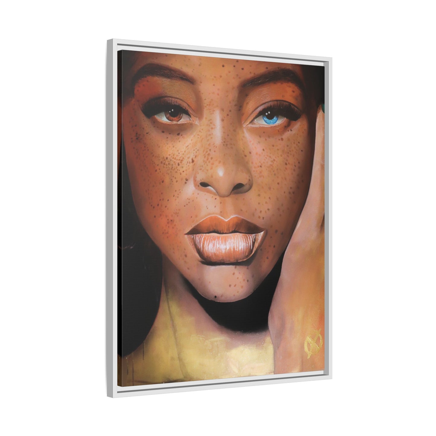 Freckled Beauty Portrait Matte Canvas Print (Framed)