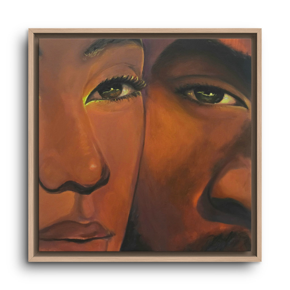 Framed Canvas Portrait Art – Intimate Couple Face Painting “In his Image”