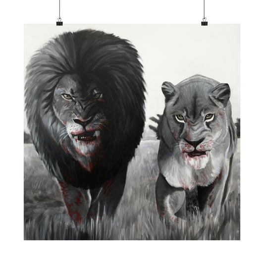 King and Queen lions Matte Vertical Posters