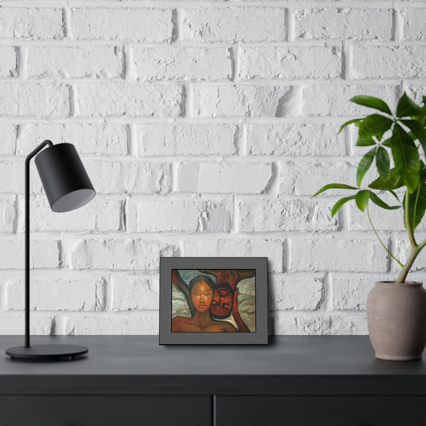 Framed Wall Art, Black Couple Portrait, Home Decor, Unique Gift, Modern Art, Relationship Celebration