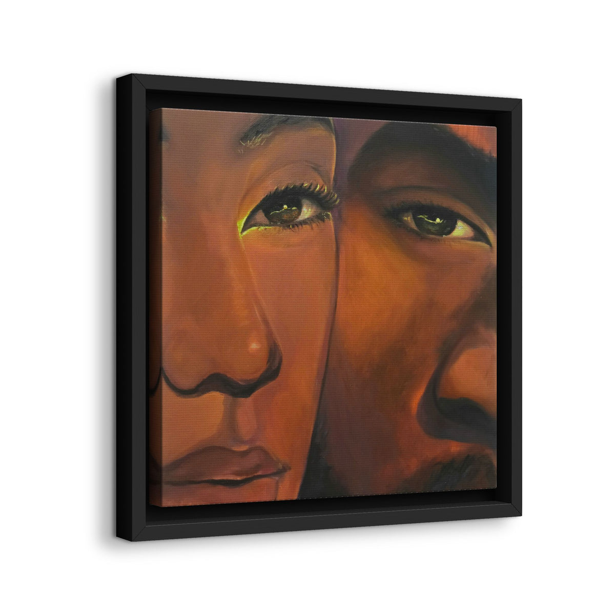 Framed Canvas Portrait Art – Intimate Couple Face Painting “In his Image”