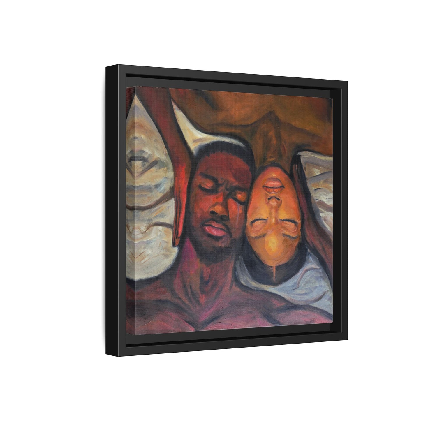 Emotional Oil Painting of Couple in Bed 2