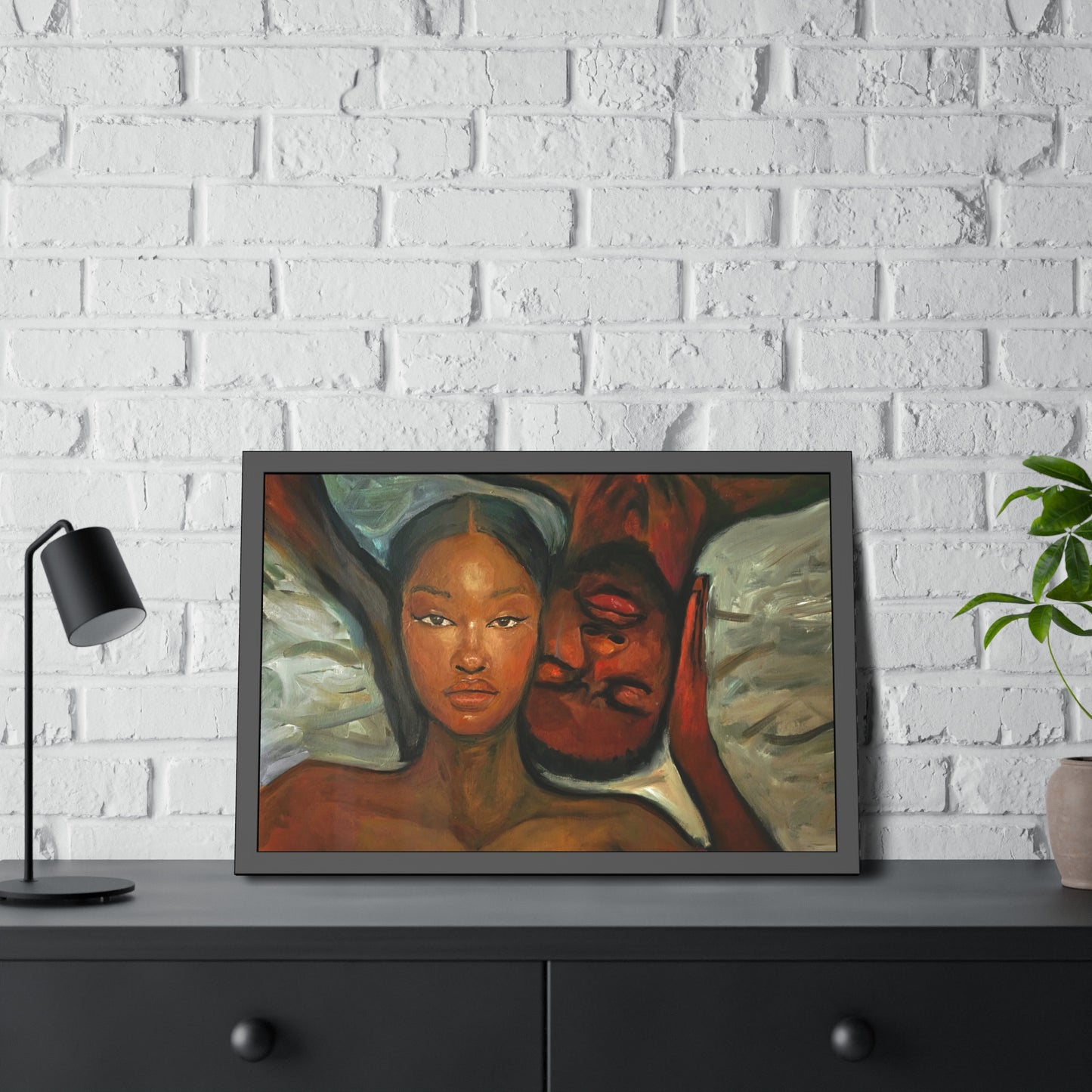 Framed Wall Art, Black Couple Portrait, Home Decor, Unique Gift, Modern Art, Relationship Celebration