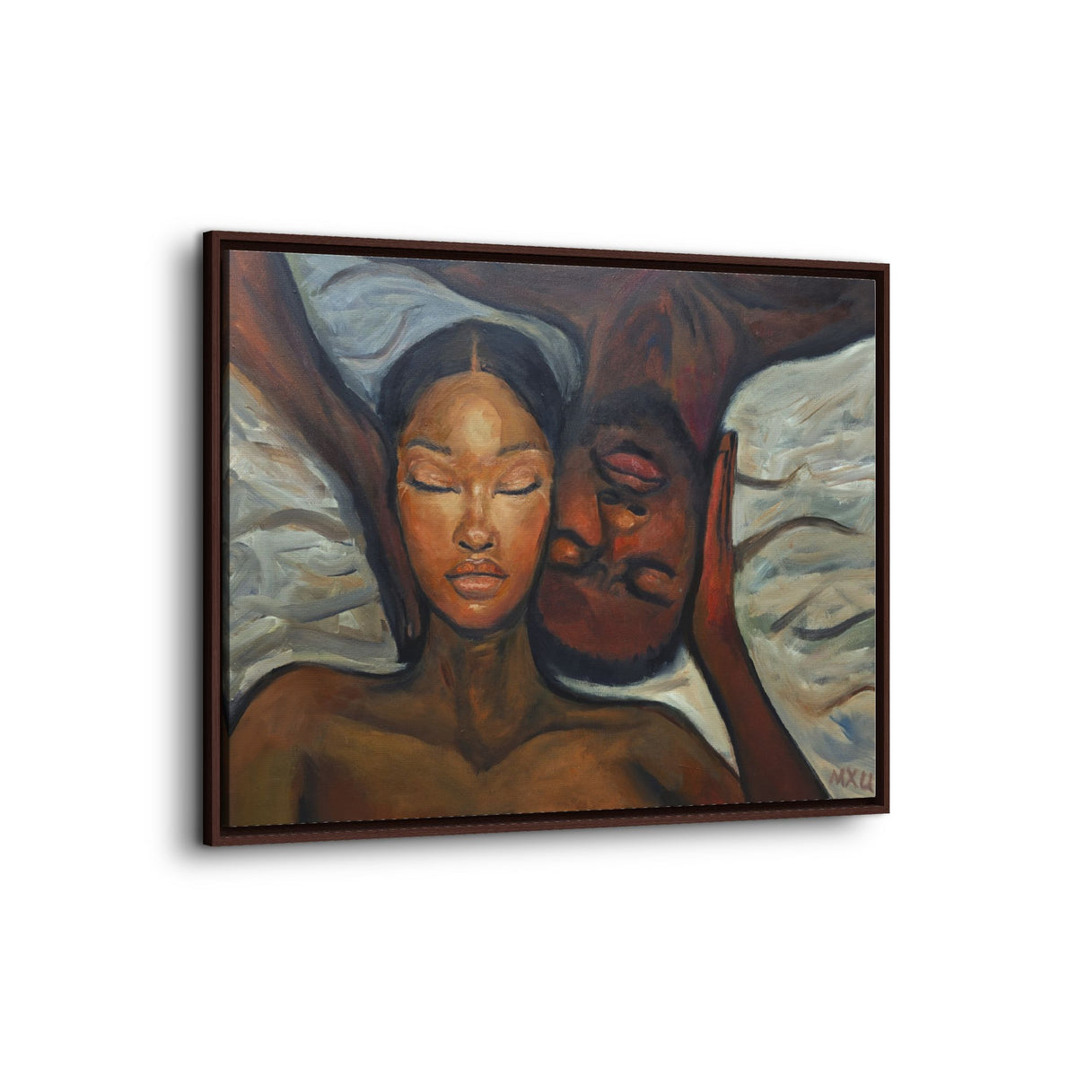 Framed Canvas Wall Art – Intimate Couple Portrait