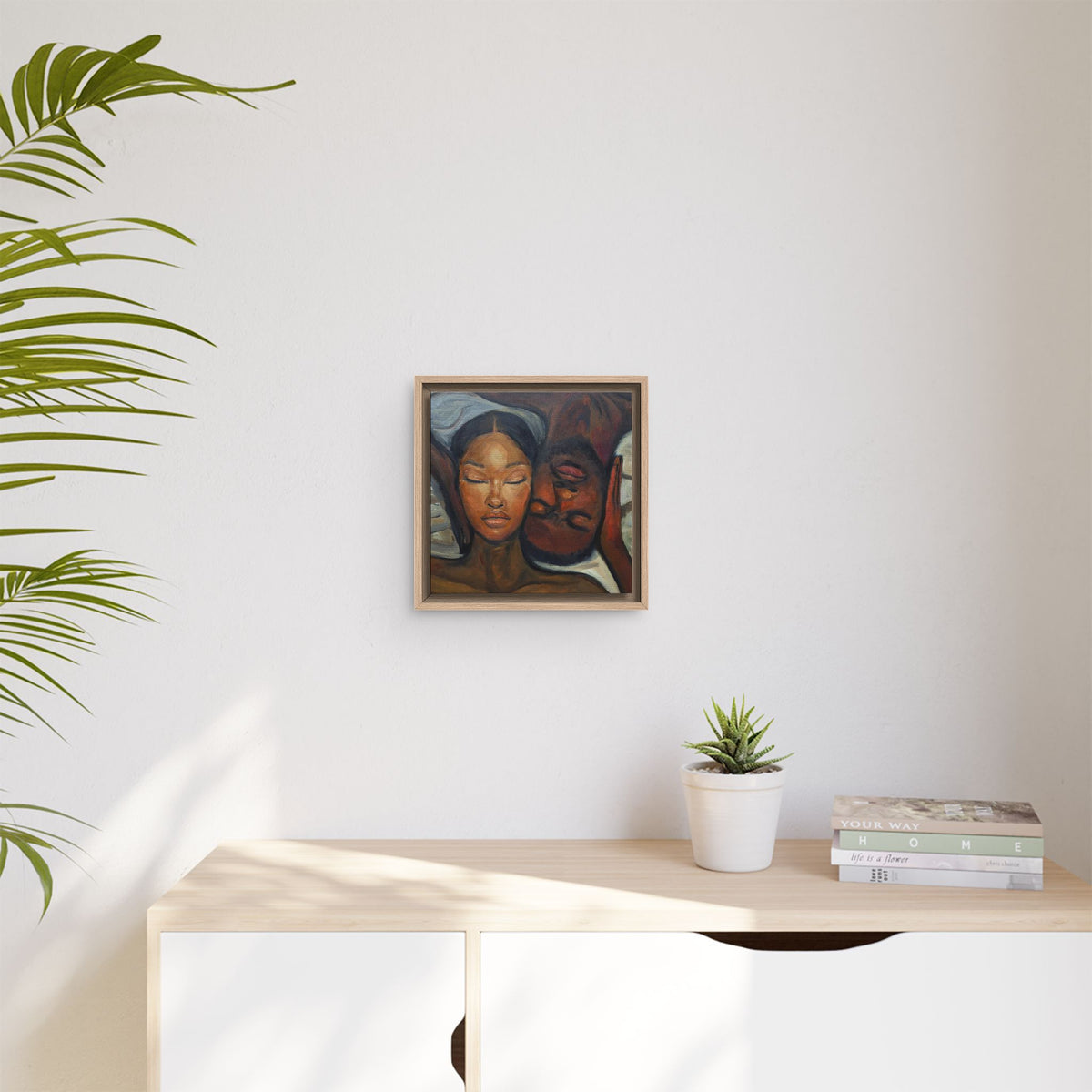 Framed Canvas Wall Art – Intimate Couple Portrait