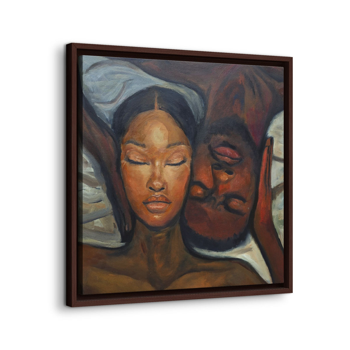 Framed Canvas Wall Art – Intimate Couple Portrait