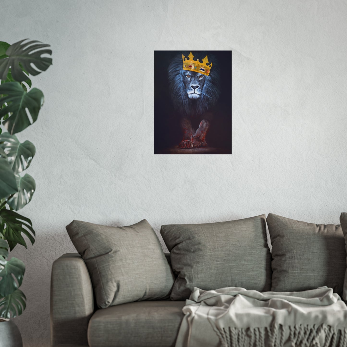 Regal Lion Art Print, Wall Decor, Animal Lovers Gift, Crowned Lion Poster, Bold Office Art, Unique Home Decor