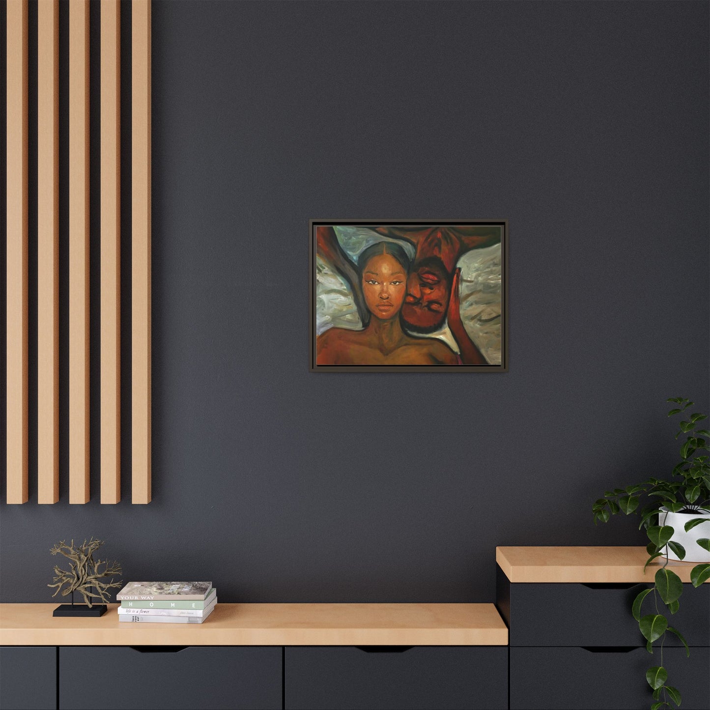Canvas Print - Emotional Oil Painting of Couple in Bed