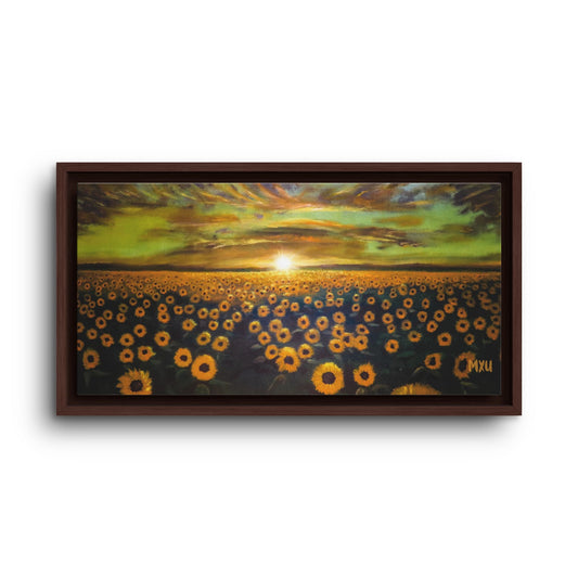 Framed Sunflower Canvas Art, Cheerful Home Decor, Nature Wall Art, Gift for Gardeners, Rustic Living Room Decoration