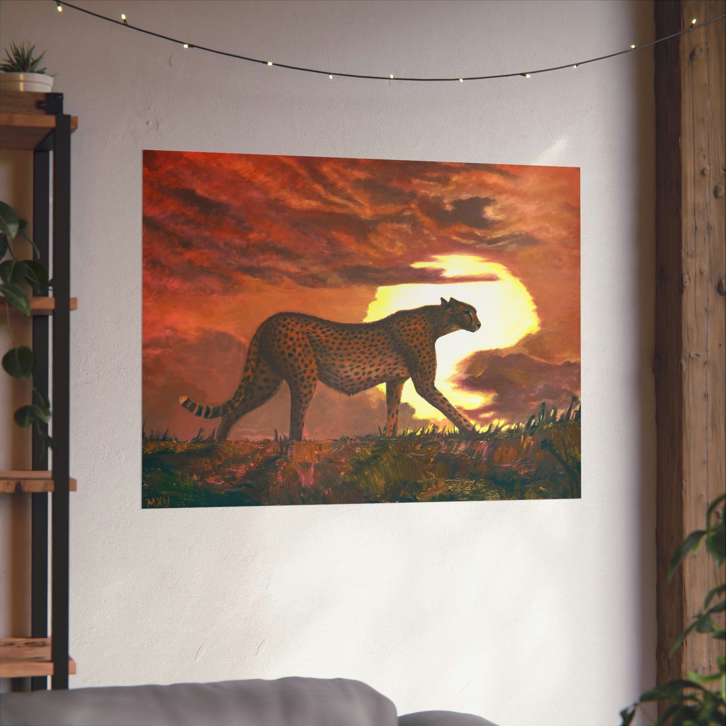 Cheetah in the Sunset Matte Horizontal Posters