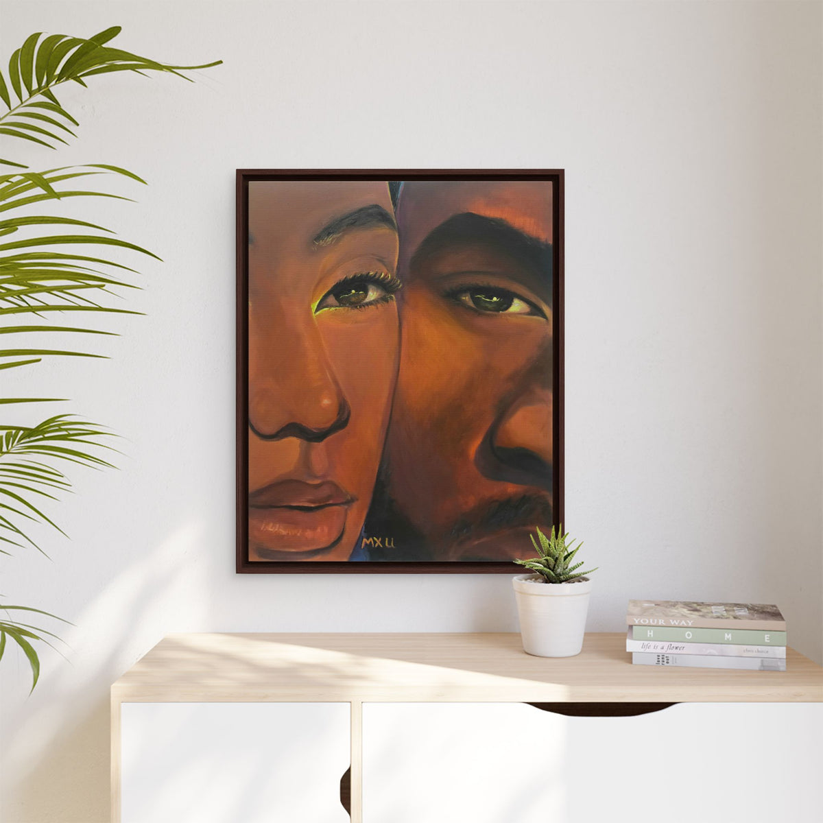 Framed Canvas Portrait Art – Intimate Couple Face Painting “In his Image”