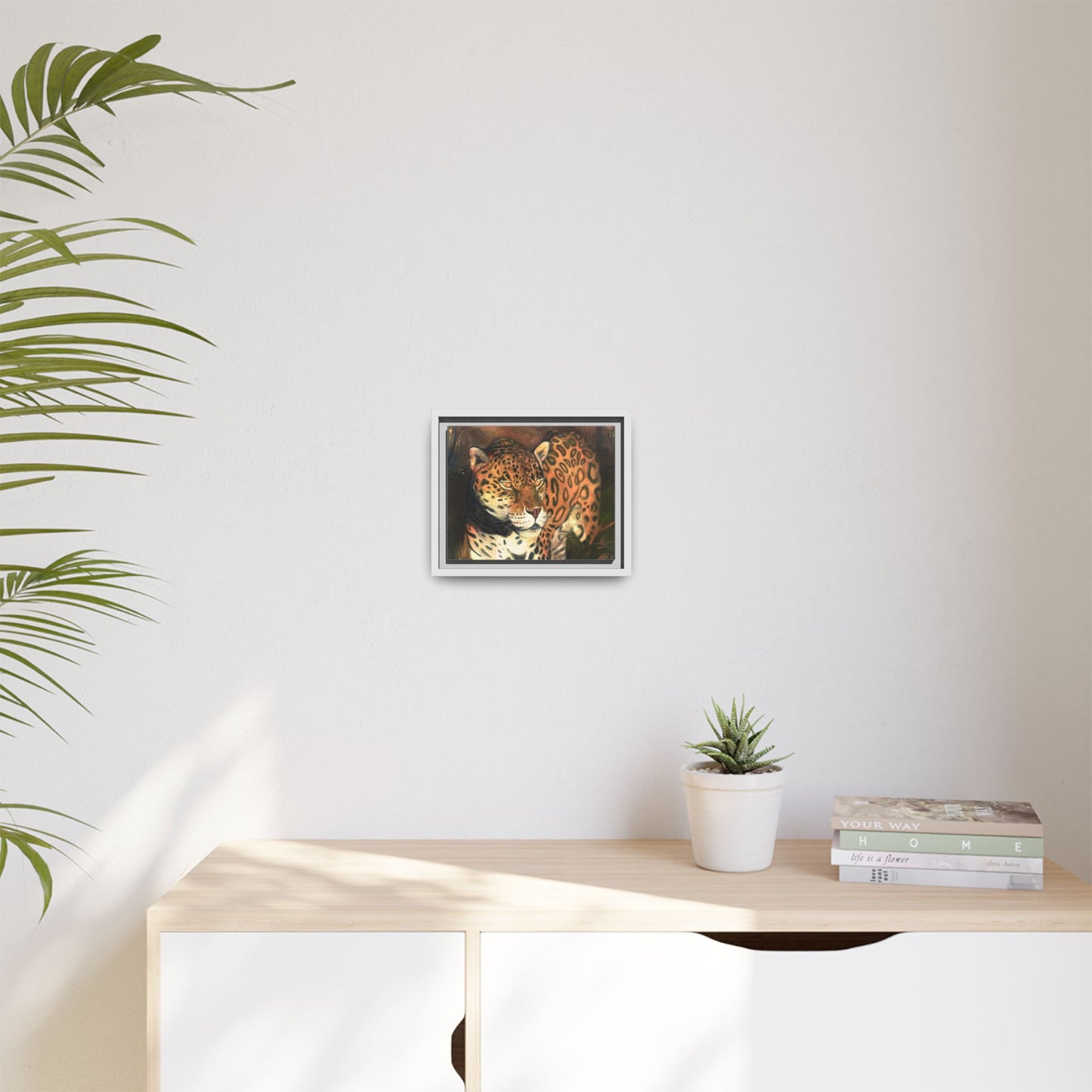 Framed Leopard Canvas Art — Matte Multicolor Jungle Print