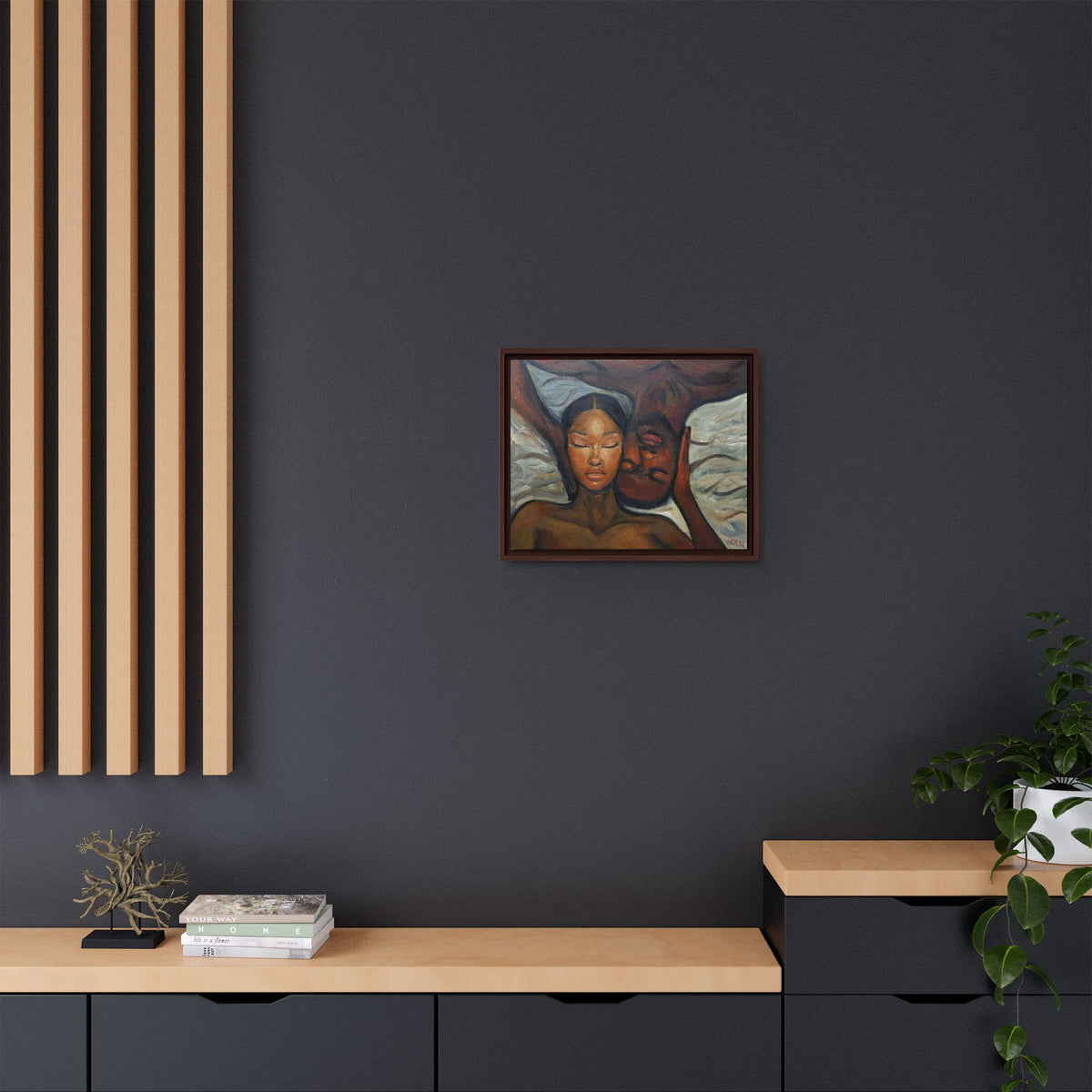 Framed Canvas Wall Art – Intimate Couple Portrait