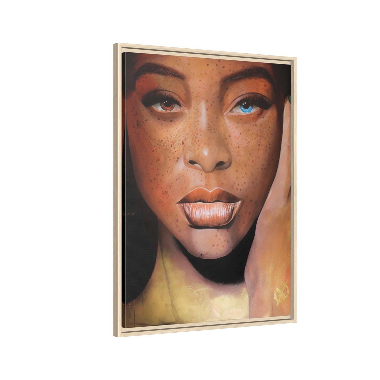 Freckled Beauty Portrait Matte Canvas Print (Framed)