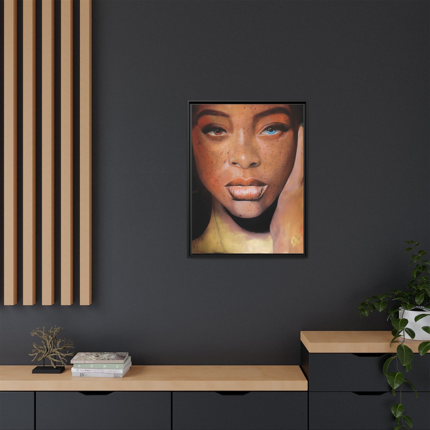 Freckled Beauty Portrait Matte Canvas Print (Framed)