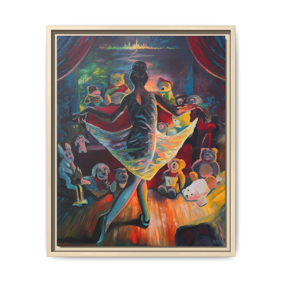 Ballerina Painting, Matte Canvas, Framed (Multi-color)