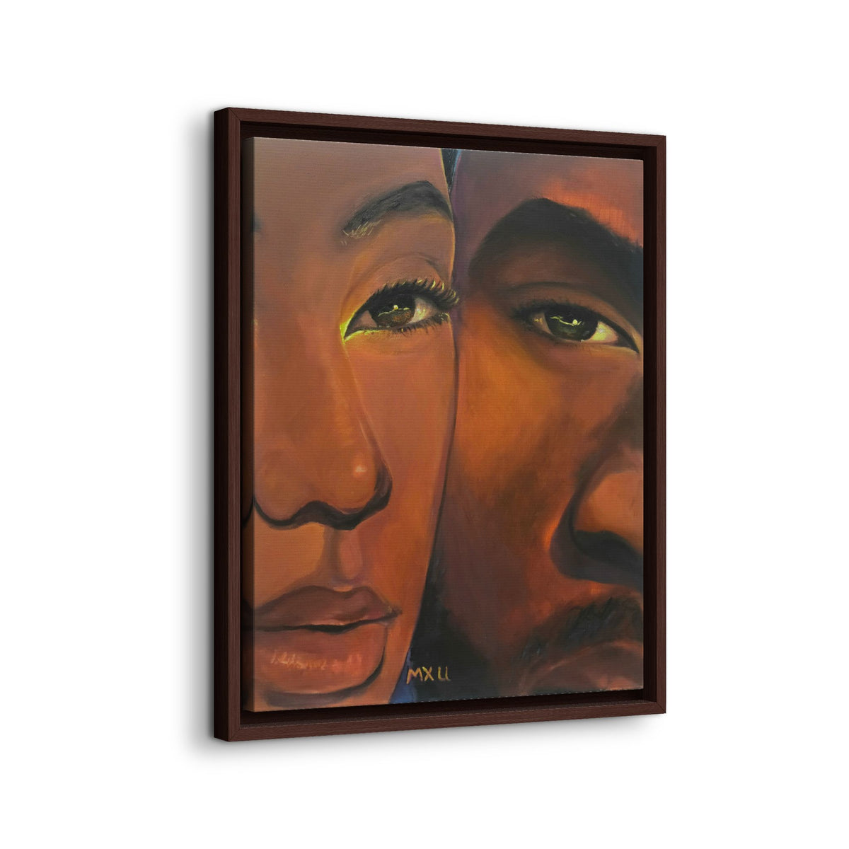 Framed Canvas Portrait Art – Intimate Couple Face Painting “In his Image”