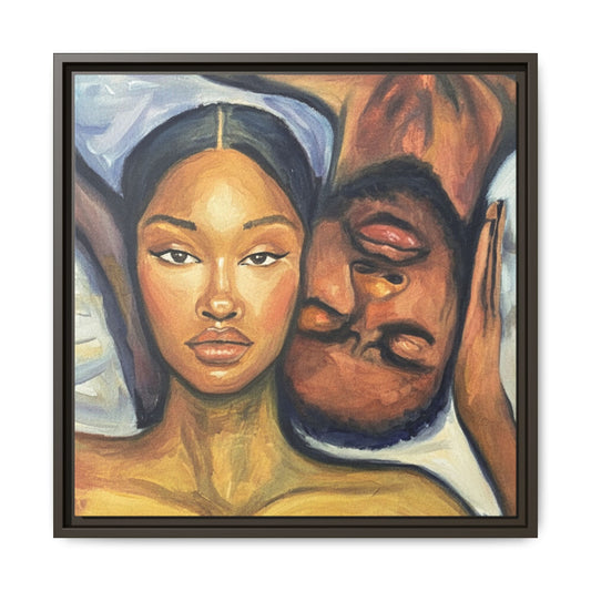 Canvas Print - Emotional Oil Painting of Couple in Bed