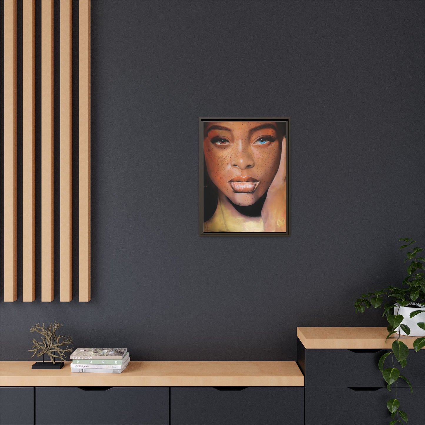 Freckled Beauty Portrait Matte Canvas Print (Framed)