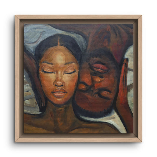 Framed Canvas Wall Art – Intimate Couple Portrait
