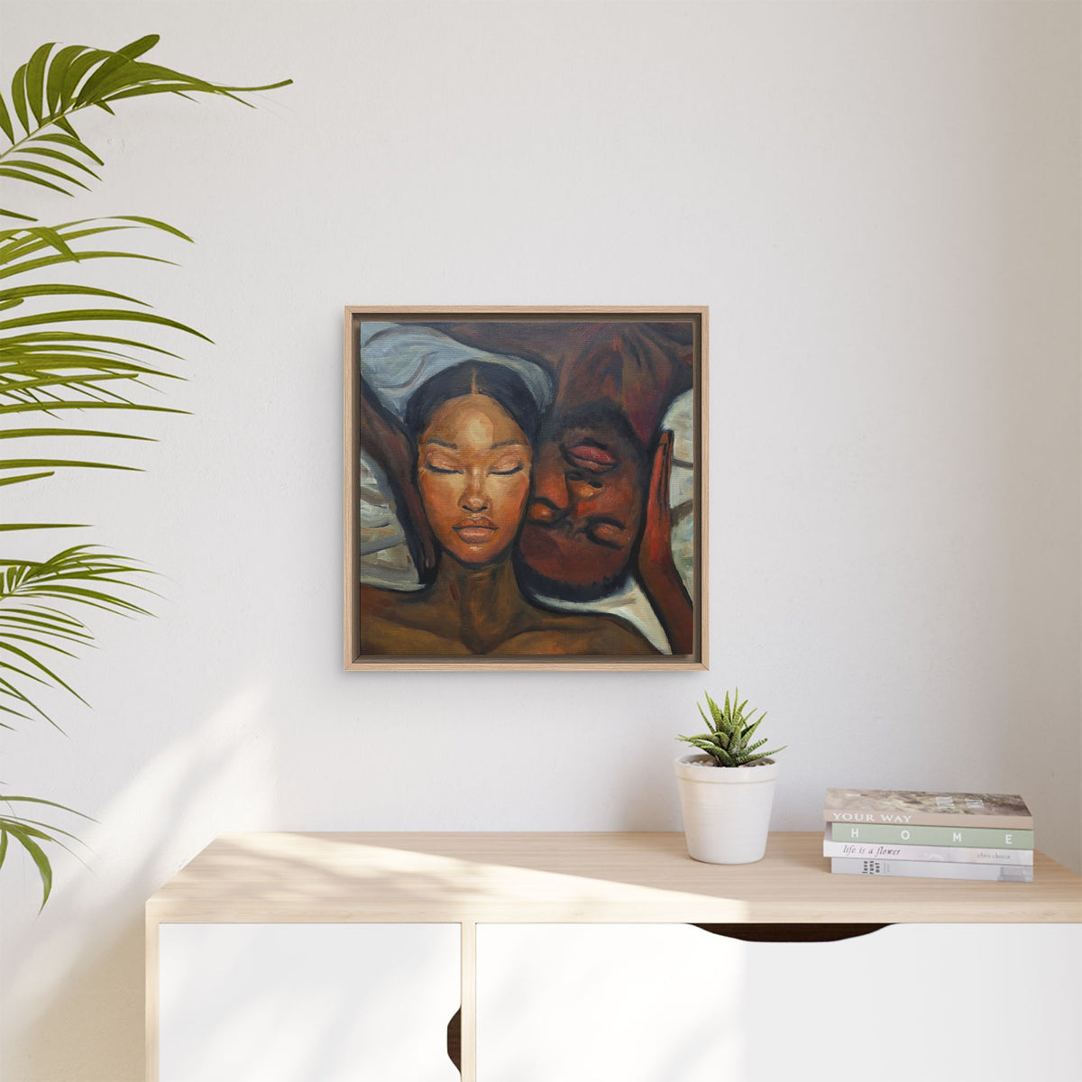 Framed Canvas Wall Art – Intimate Couple Portrait