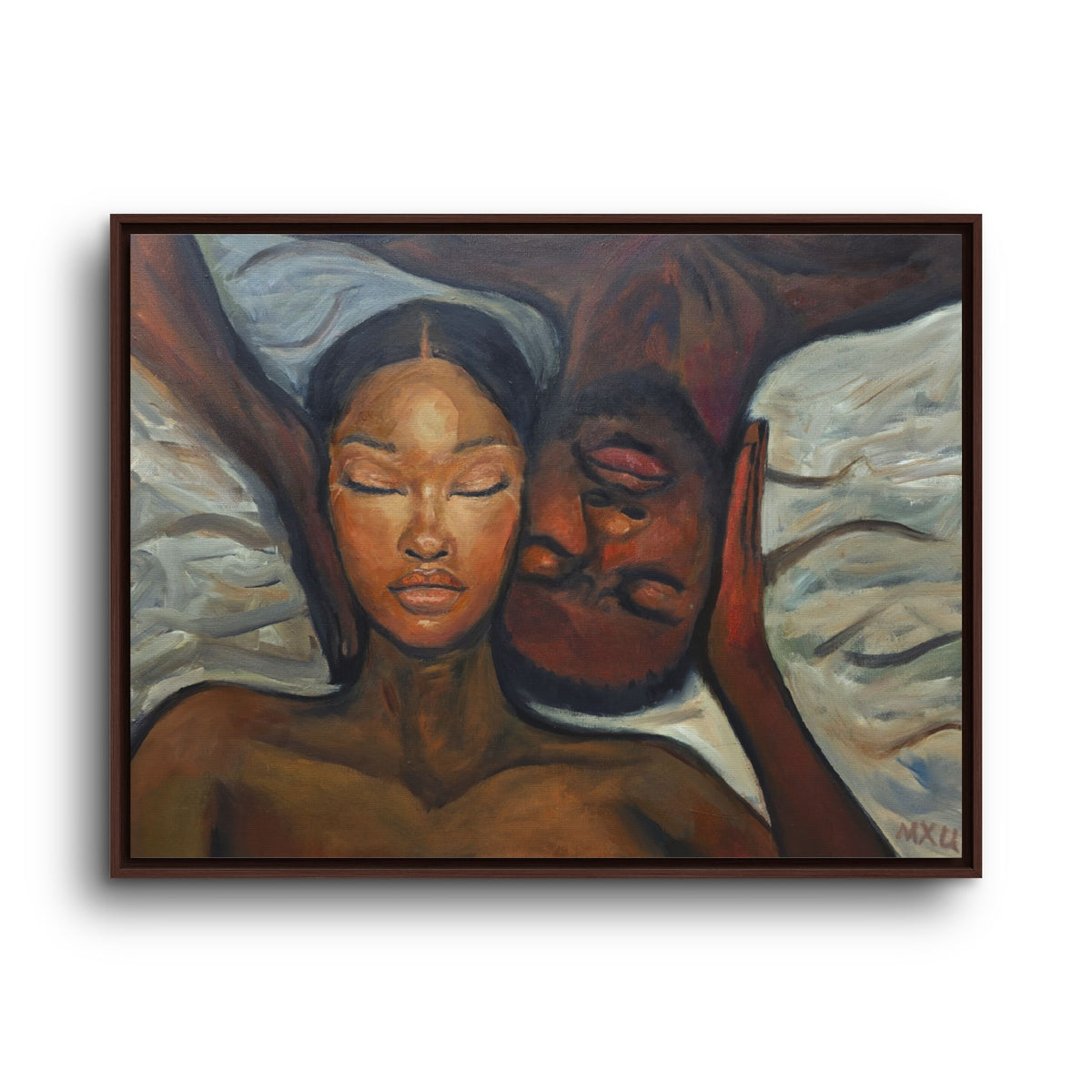 Framed Canvas Wall Art – Intimate Couple Portrait
