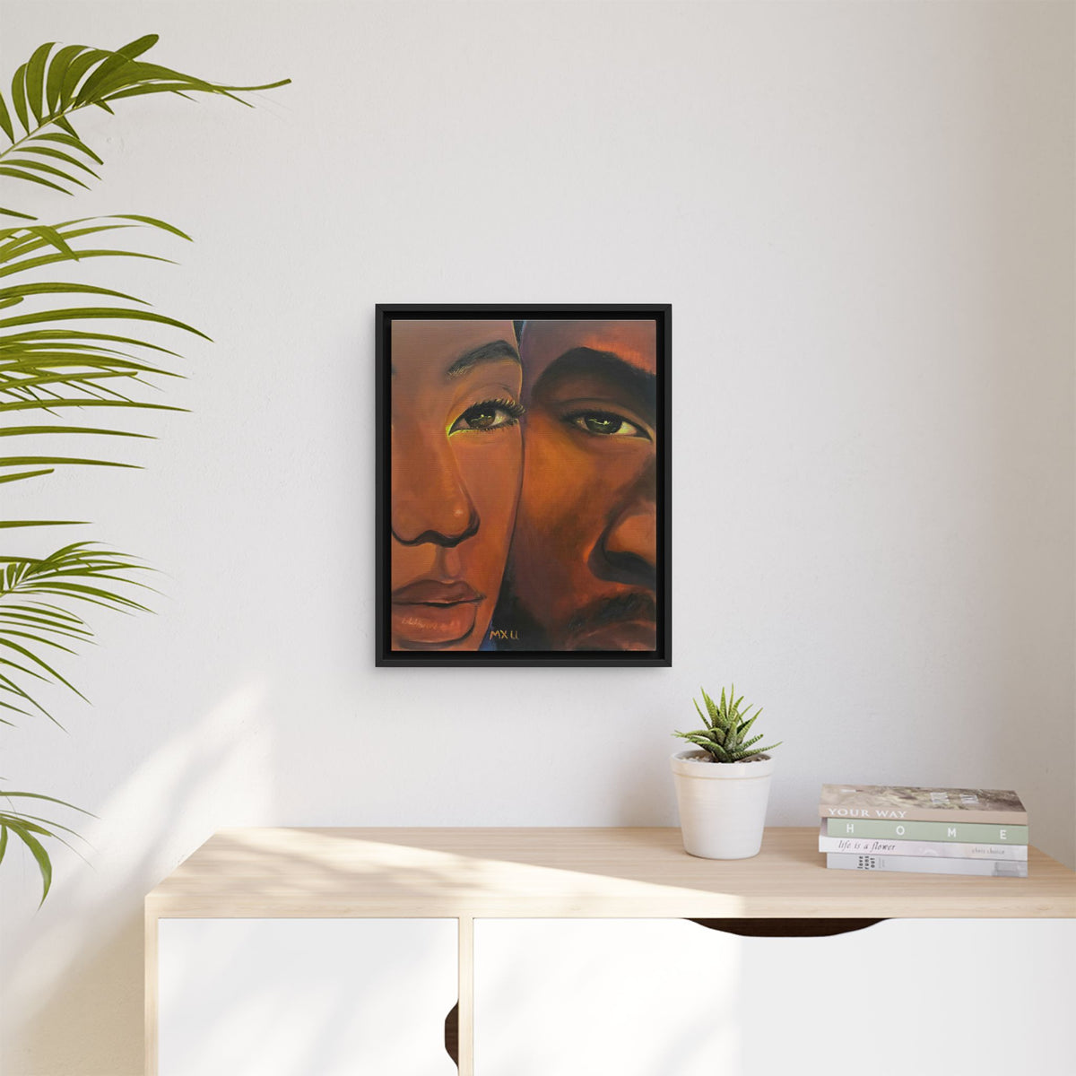 Framed Canvas Portrait Art – Intimate Couple Face Painting “In his Image”