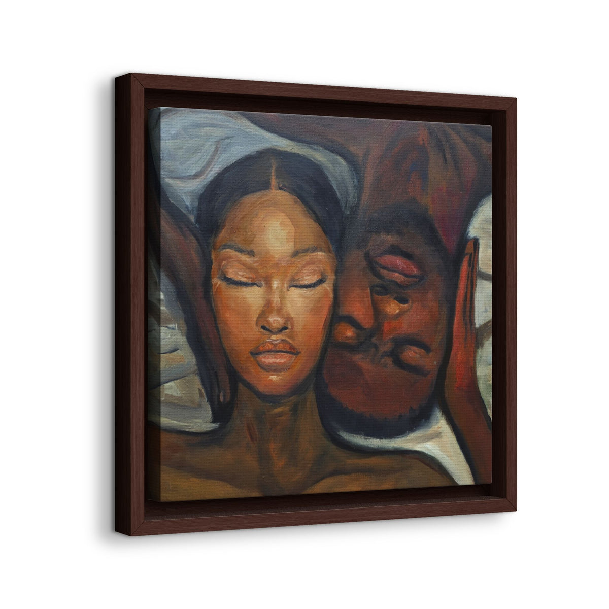 Framed Canvas Wall Art – Intimate Couple Portrait