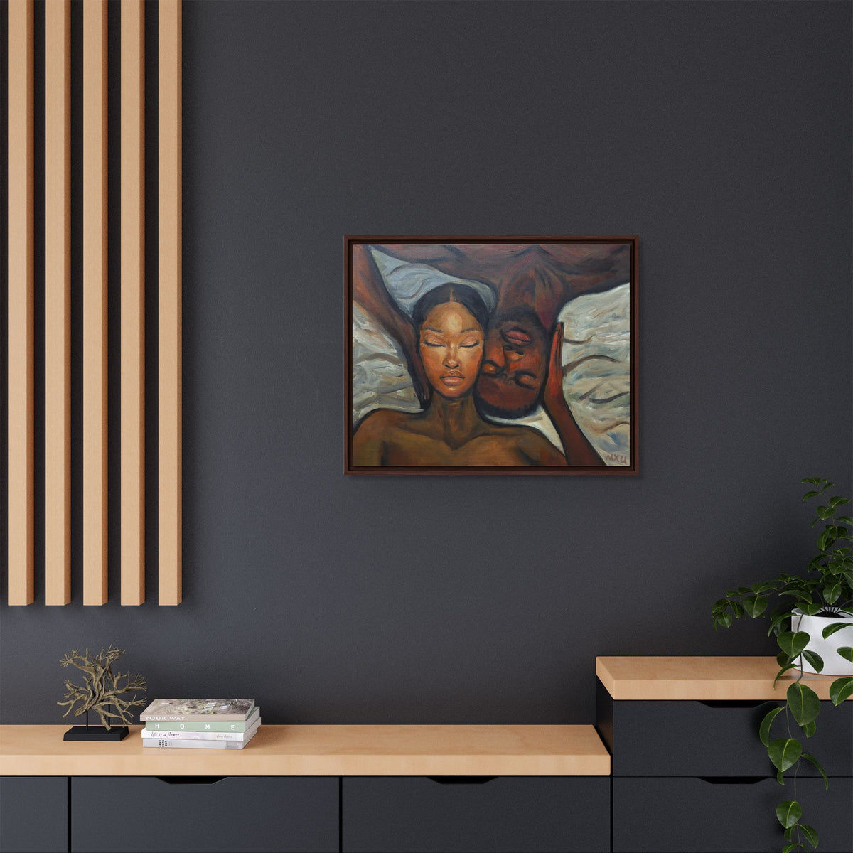 Framed Canvas Wall Art – Intimate Couple Portrait