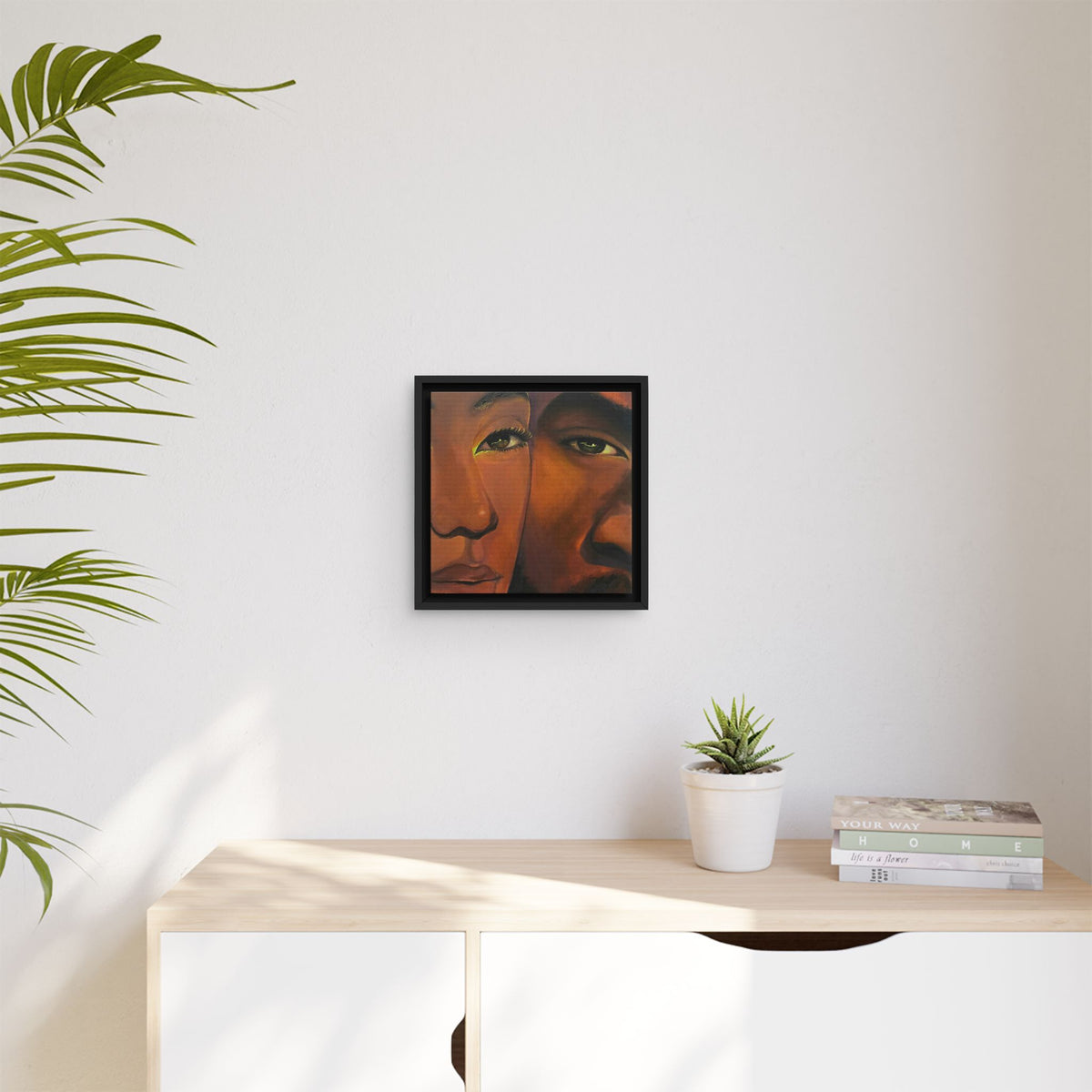 Framed Canvas Portrait Art – Intimate Couple Face Painting “In his Image”