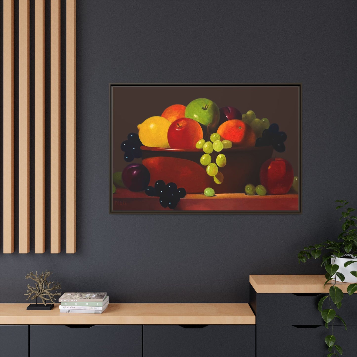 Fruit Basket PAINTING Matte Canvas, Framed (Multi-color)