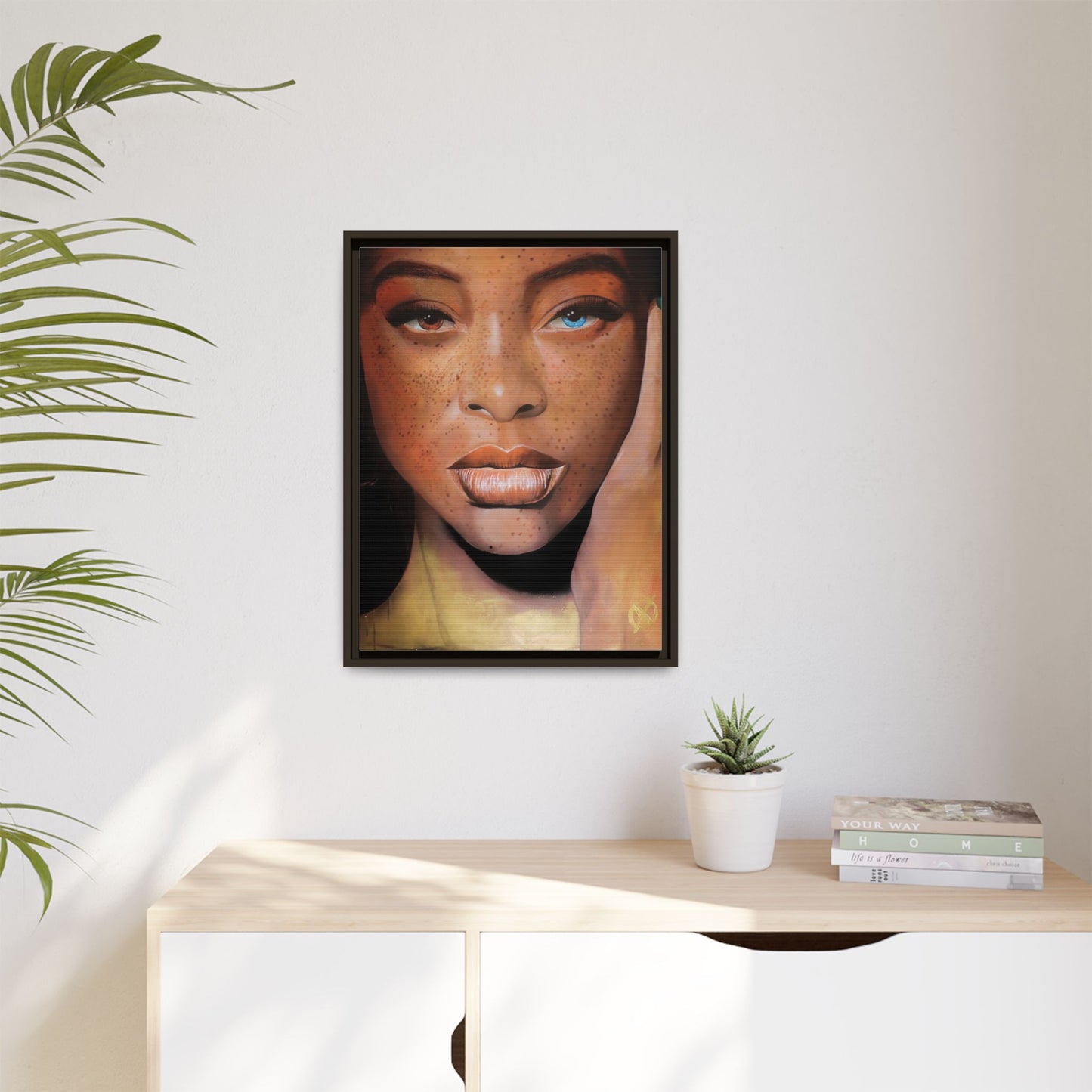 Freckled Beauty Portrait Matte Canvas Print (Framed)