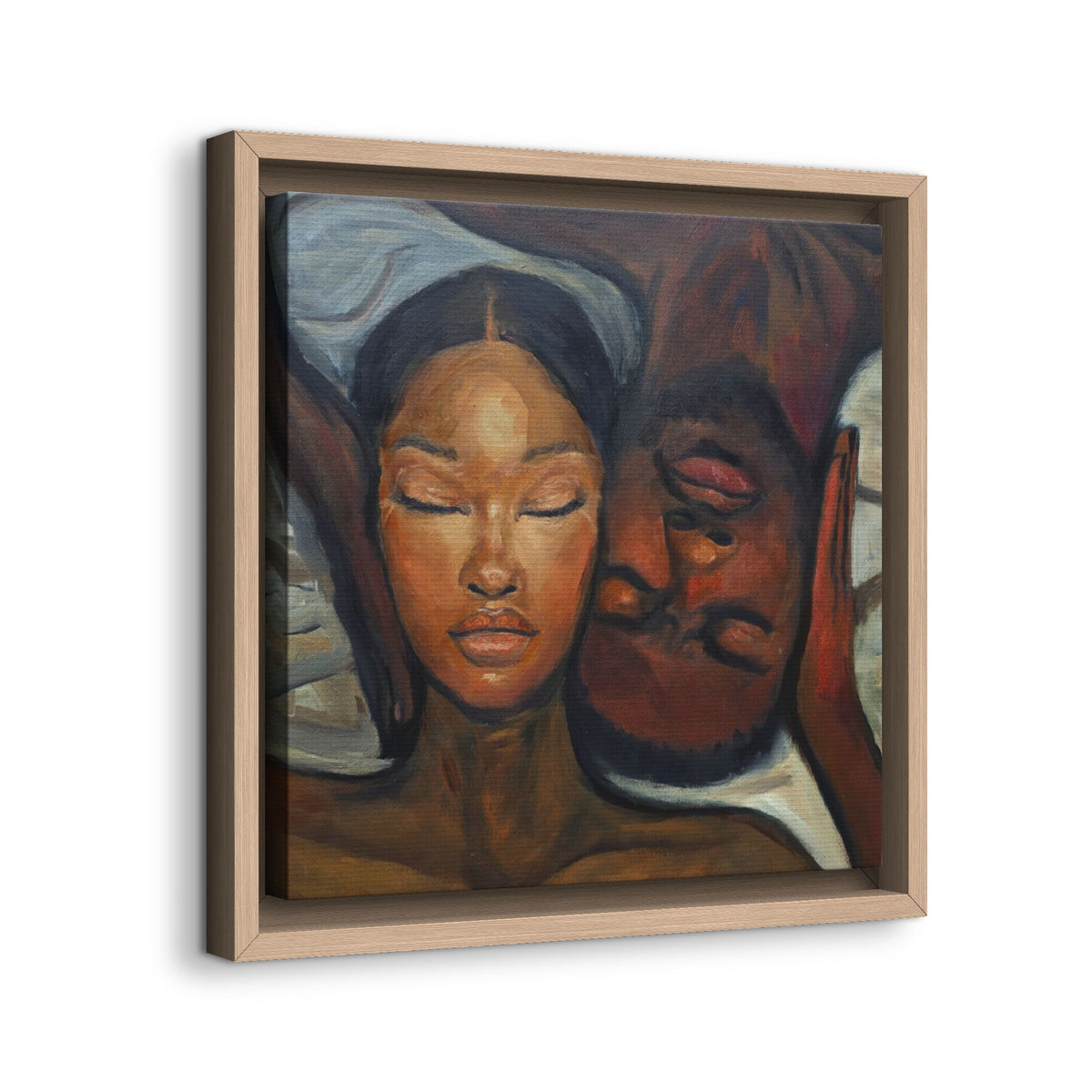 Framed Canvas Wall Art – Intimate Couple Portrait