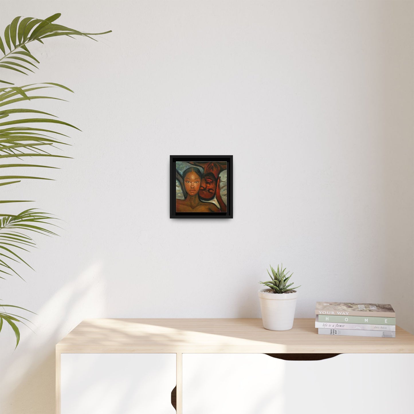 Canvas Print - Emotional Oil Painting of Couple in Bed