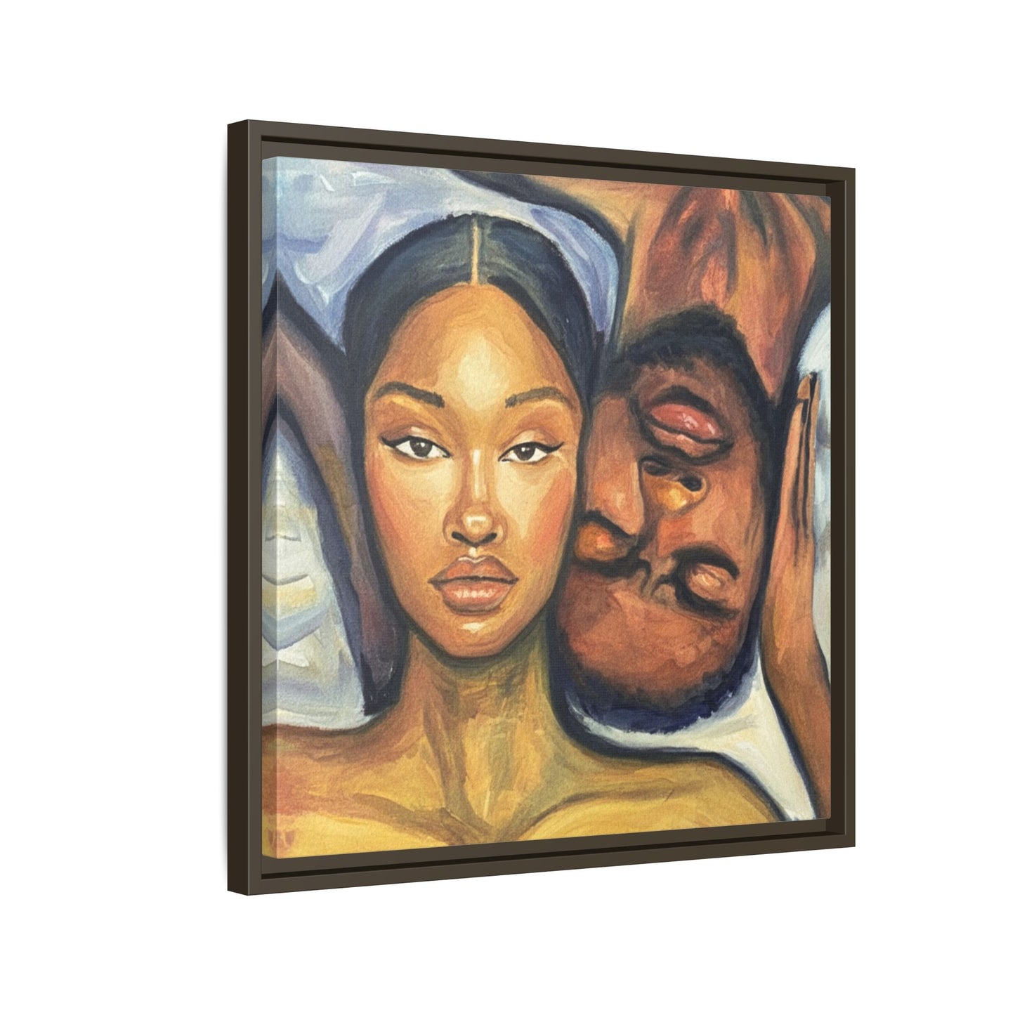 Canvas Print - Emotional Oil Painting of Couple in Bed