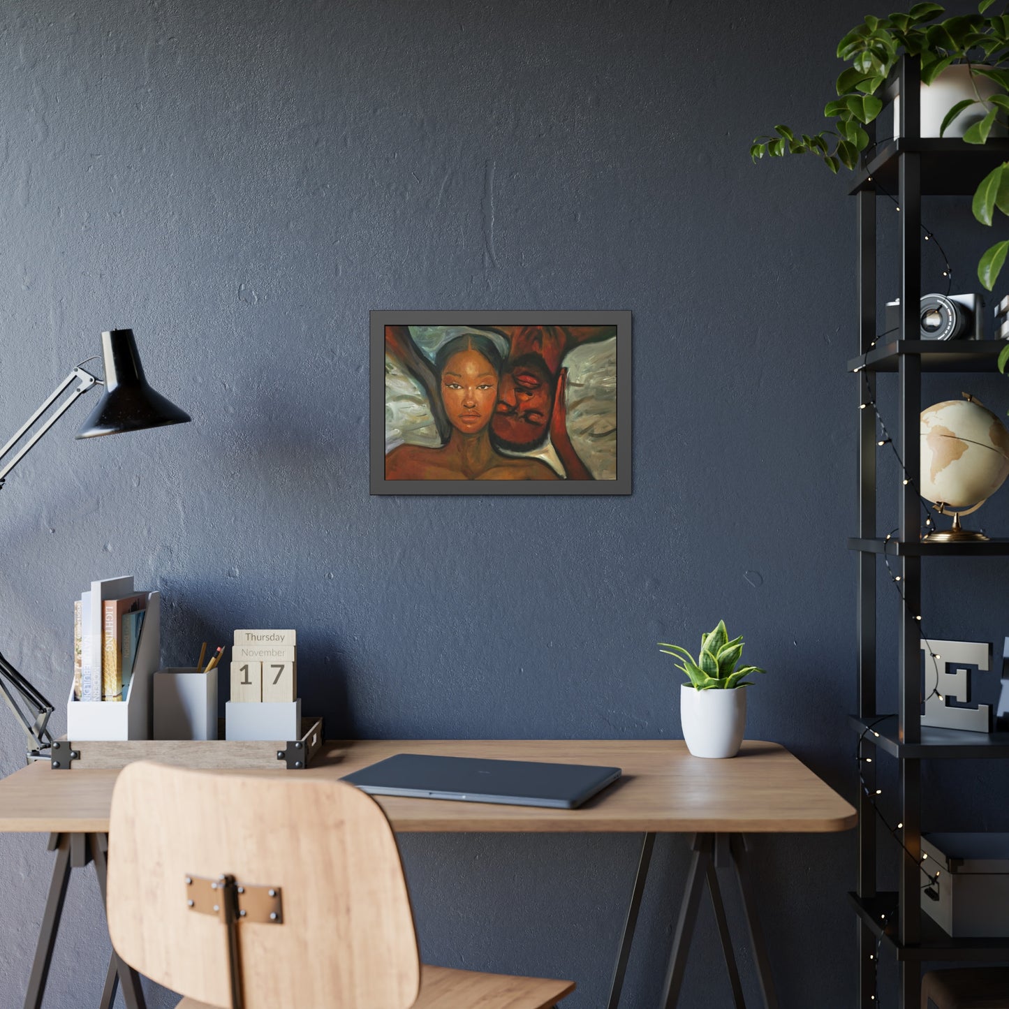 Framed Wall Art, Black Couple Portrait, Home Decor, Unique Gift, Modern Art, Relationship Celebration