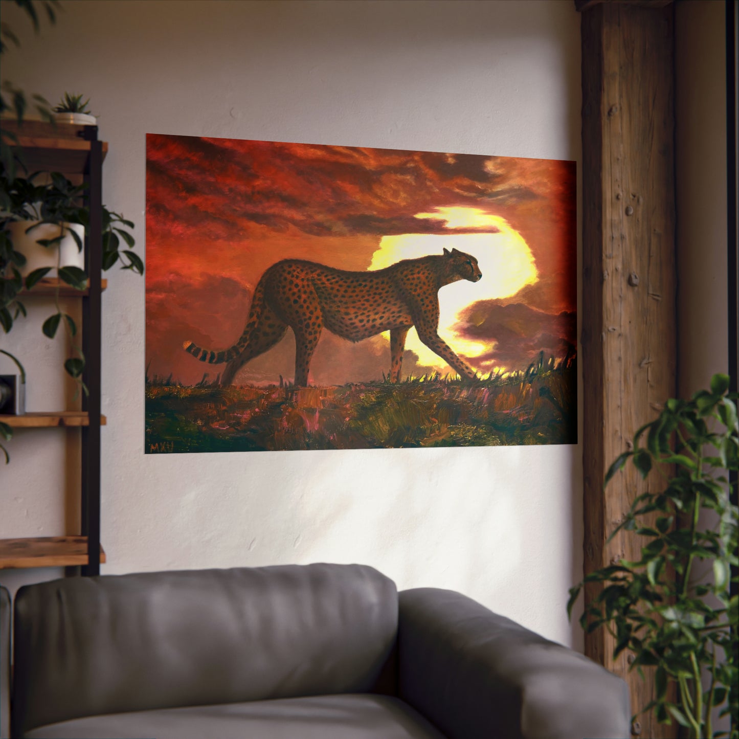 Cheetah in the Sunset Matte Horizontal Posters