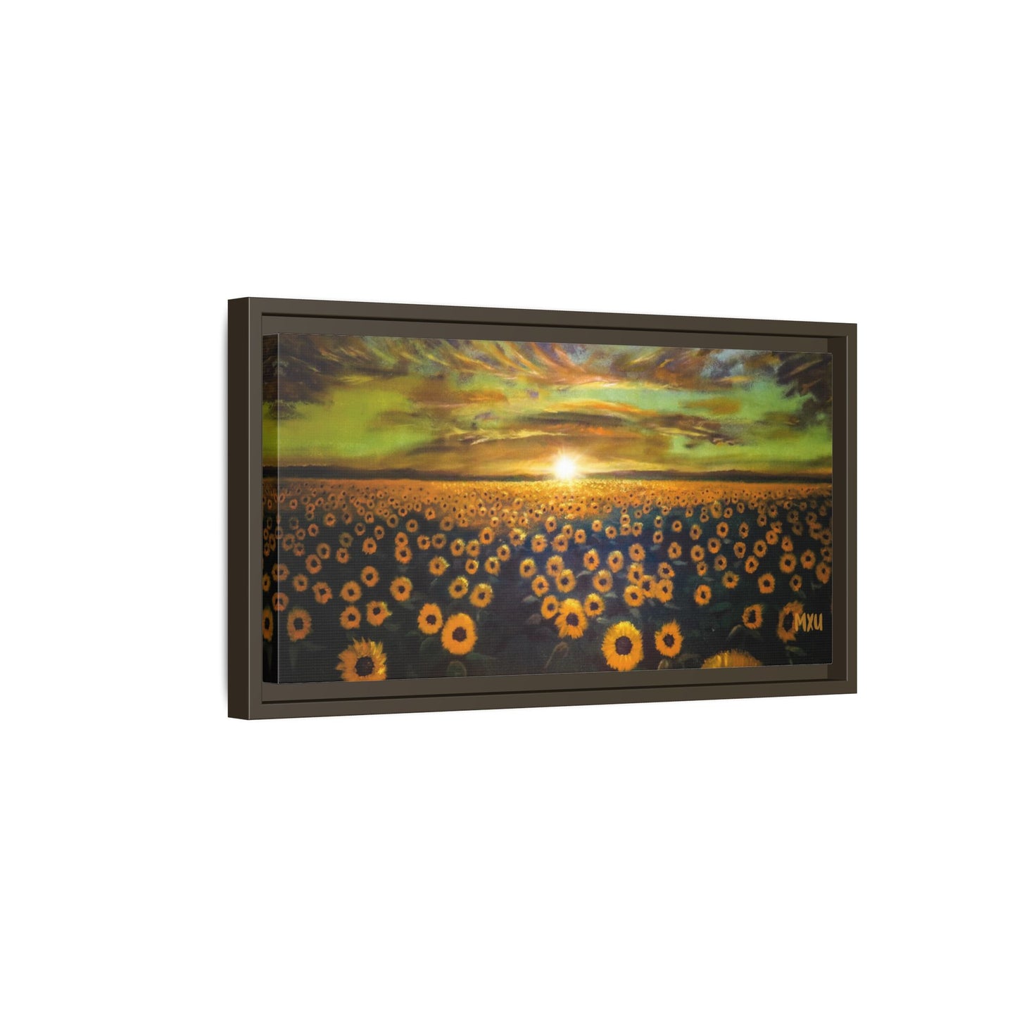 Framed Sunflower Canvas Art, Cheerful Home Decor, Nature Wall Art, Gift for Gardeners, Rustic Living Room Decoration