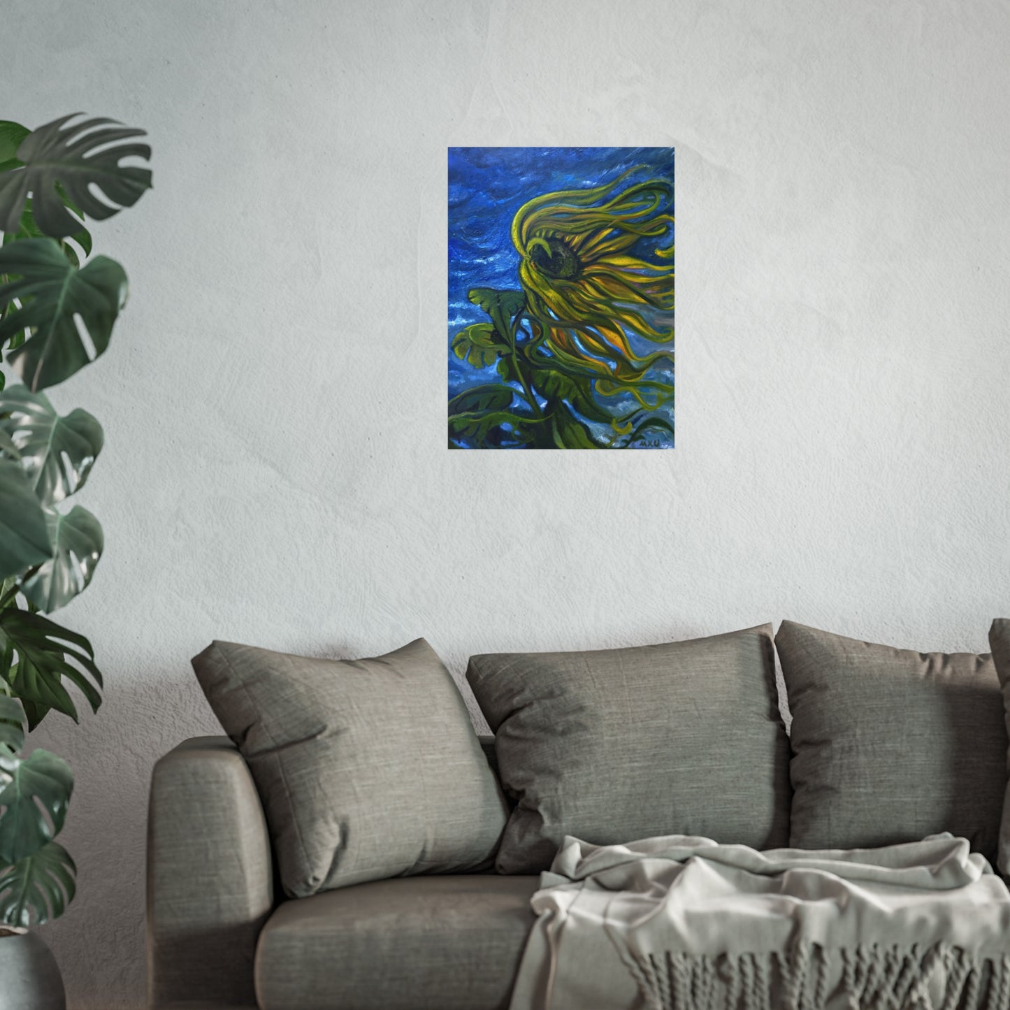 Vibrant Sunflower Fine Art Poster, Wall Decor, Flower Art Print, Home Decor, Kitchen Decor, Gift for Art Lovers