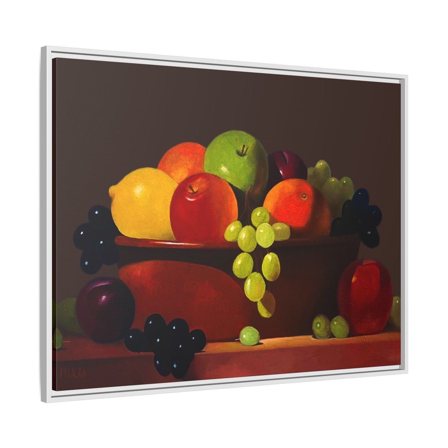Fruit Basket PAINTING Matte Canvas, Framed (Multi-color)