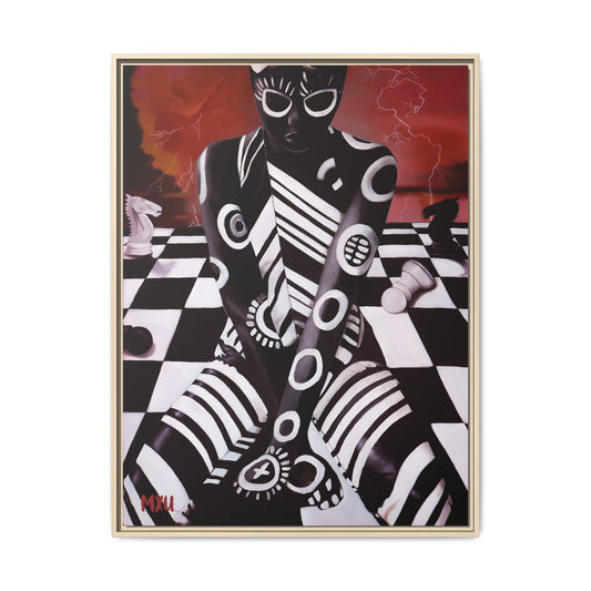 Chess painting Abstract Matte Canvas, Framed (Multi-color)