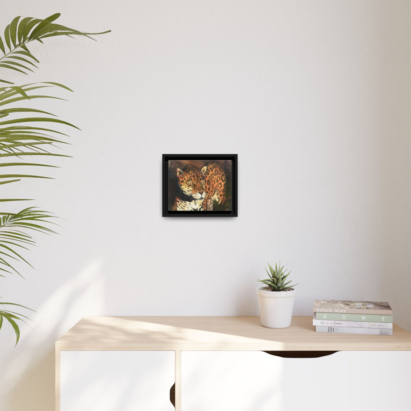 Framed Leopard Canvas Art — Matte Multicolor Jungle Print