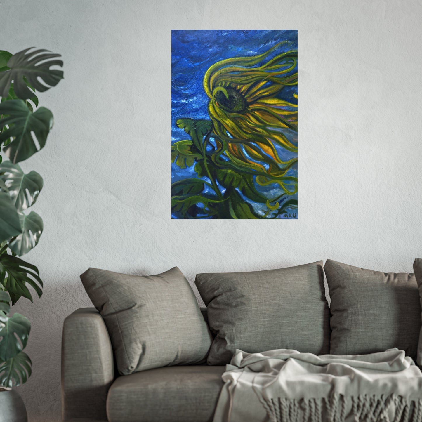 Vibrant Sunflower Fine Art Poster, Wall Decor, Flower Art Print, Home Decor, Kitchen Decor, Gift for Art Lovers