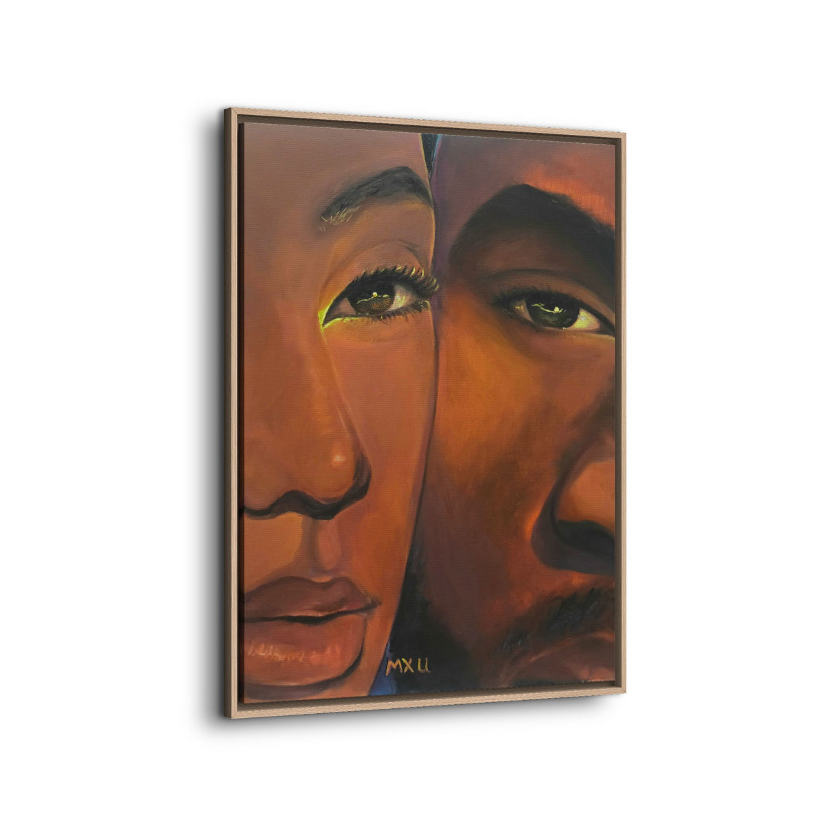 Framed Canvas Portrait Art – Intimate Couple Face Painting “In his Image”