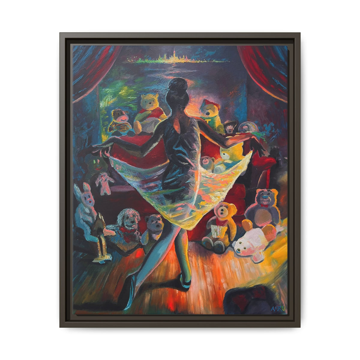 Ballerina Painting, Matte Canvas, Framed (Multi-color)