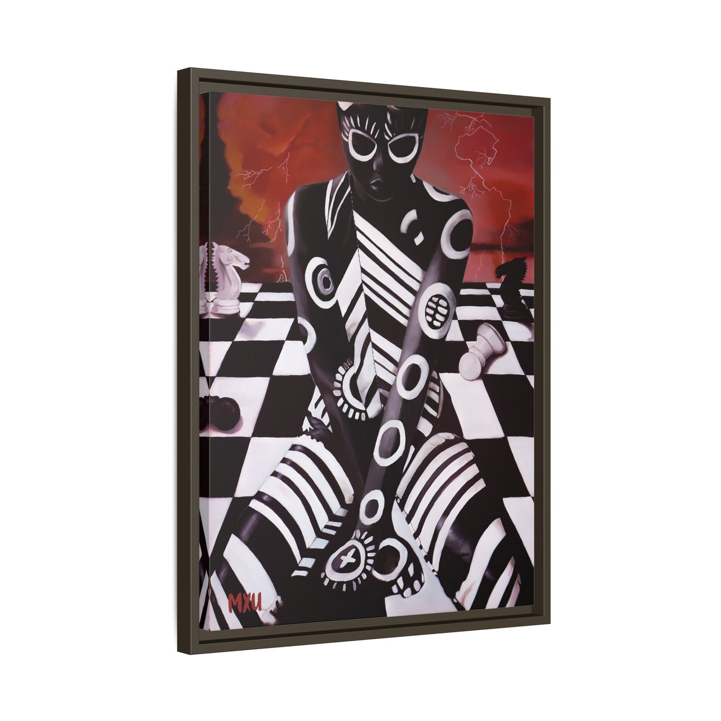 Chess painting Abstract Matte Canvas, Framed (Multi-color)