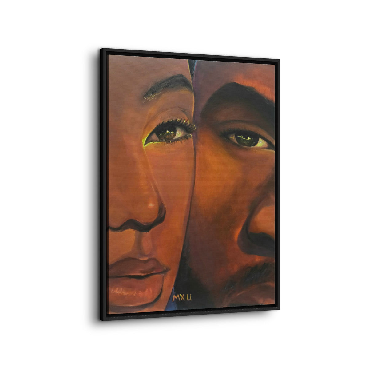 Framed Canvas Portrait Art – Intimate Couple Face Painting “In his Image”
