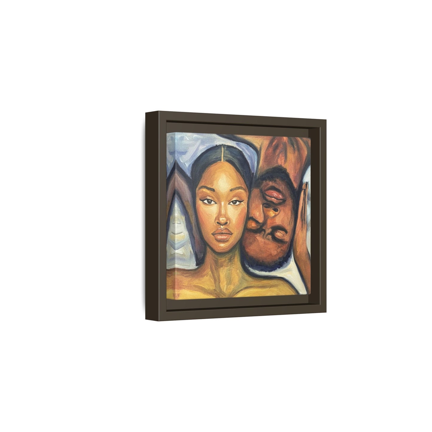 Canvas Print - Emotional Oil Painting of Couple in Bed