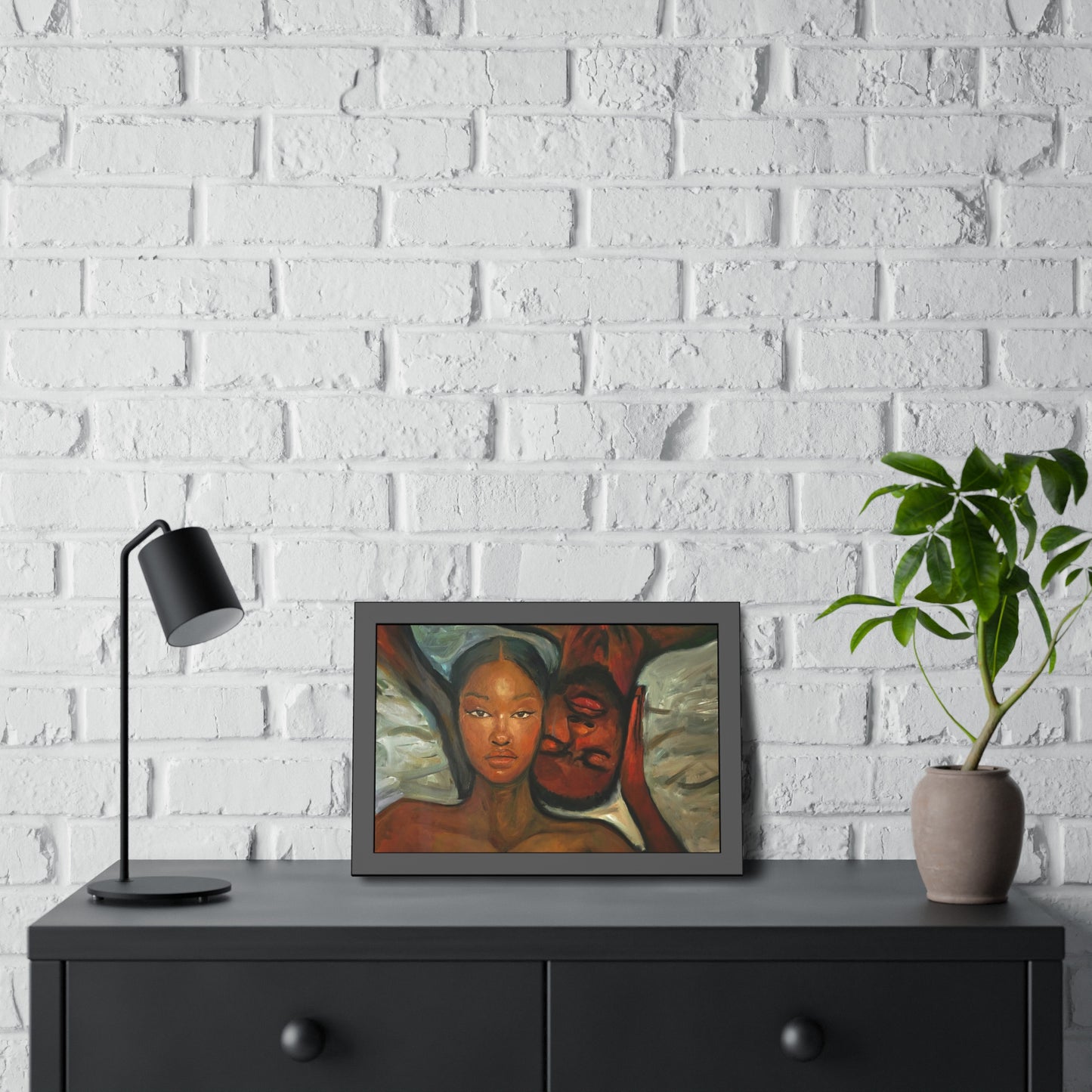Framed Wall Art, Black Couple Portrait, Home Decor, Unique Gift, Modern Art, Relationship Celebration